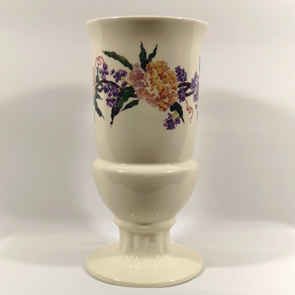 Large 10" Flower Vase with Purple & Pink Floral Design, Collectable from FTD